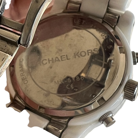 MICHAEL KORS ceramic case and bracelet, rhinestone Bezold face, watch White - Picture 6 of 8